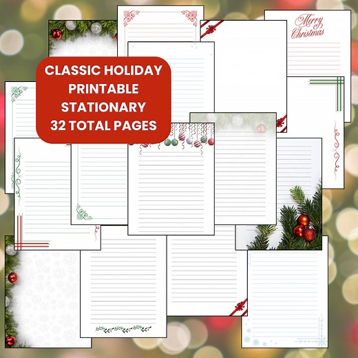 Ultimate Classic Holiday Stationary Bundle, Printable CHRISTMAS STATIONARY, Xmas Journal, Digital Download Stationary, Lined and Unlined - Etsy