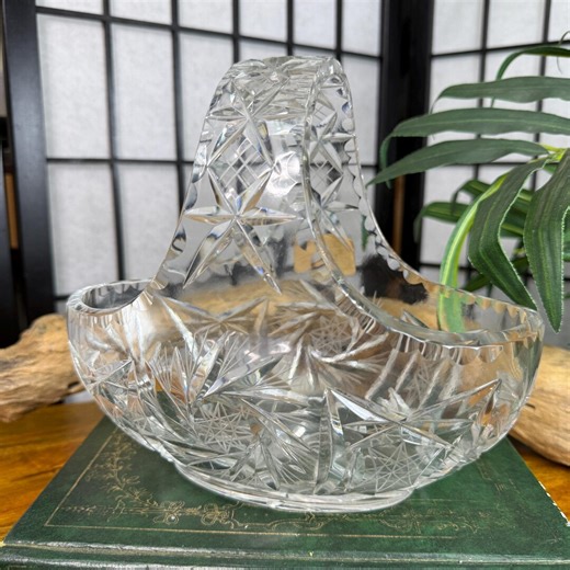 Vintage Cut Crystal Basket - Etsy