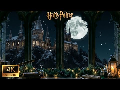 STUDY AT HOGWARTS 🏰 Winter Window View Ambiance | Dark Academia Music for Deep Focus | 4K