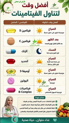🎯 أفضل وقت لتناول الفيتامينات بطريقة ذكية!