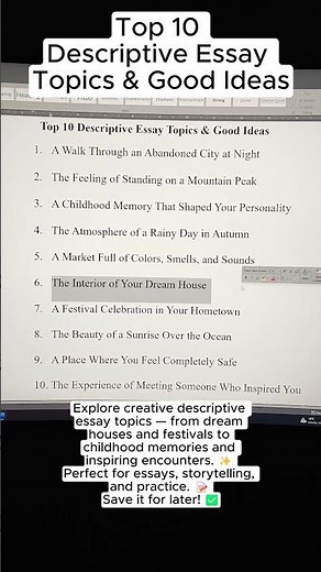 Top 10 Descriptive Essay Topics & Good Ideas