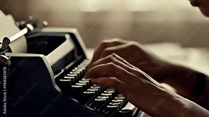 Close Up of Female Hands Typing On Typewriter 4K Stock Video