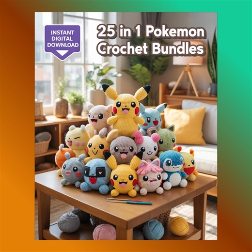25  Pokemon Crochet PDF Patterns Bundle - Amigurum Plushie Pikachu, Charmander, Squirtle & Bulbasaur   More - Instant Digital Download - Etsy