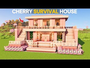 How To Build A Cherry Blossom Survival House In Minecraft - Tutorial🏡
