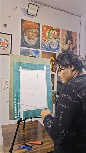 LIVE 3 Point Perspective Drawing | Fine Art Diploma Student Kushal Kumar | Advanced Sketch