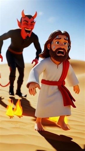 Walking on Burning Sand 😨 | Jesus vs Devil Shorts #jesus #jesuschrist