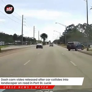 'DISTRACTED DRIVING' | Dash cam video shows the horrifying moments a landscaper was struck by a car while she was working along a blocked-off road in Port St. Lucie. Read more: https://bit.ly/3UFi3hm | CBS 12 News