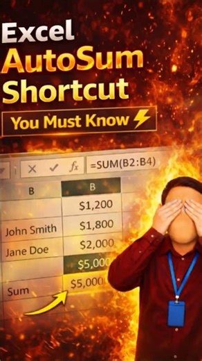 Excel SUM Formula Shortcut ⚡ | Add Numbers Instantly (ALT + =) | Excel Shorts #excel #sumformula