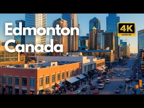 Edmonton Downtown City Drive | Sunny Edmonton Alberta 2025 Tour 4K