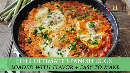 The ultimate Spanish eggs with tomatoes & asparagus