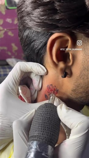 Neck rose tattoo #shorts #tattooideas #tattooartist #youtubeshorts