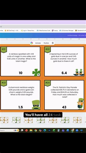 St. Patrick’s Day Math Word Problem Task Cards