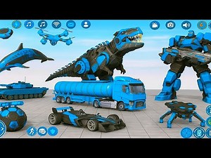 Blue Dolphin Robot Car Crocodile Drone Transform City Wars - Android Gameplay