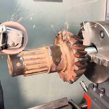 Amazing Process of REBUILDING A Broken Bevel PINION Shaft Using Welding & Machining Techniques