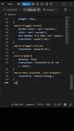 Floating Macro Menu UI with HTML CSS & JavaScript 🔥#shorts #shortsfeed