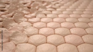 Animation of skin cell repair. Rejuvenation and regeneration of the skin. Wrinkle removal. Modern beta carotene serum for the reverse aging process. The sphere of beauty. 3d hexagonal particles.