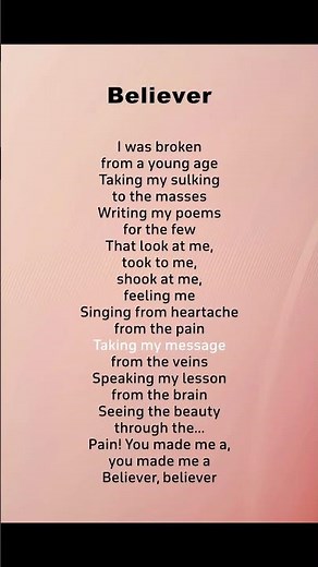 "Believer" - Imagine Dragons Lyrics | Melodic Lyrics #song #ytshorts #lyrics