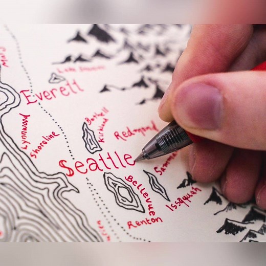 Beautiful hand drawn map of Washington State in a fantasy style | Lord of Maps