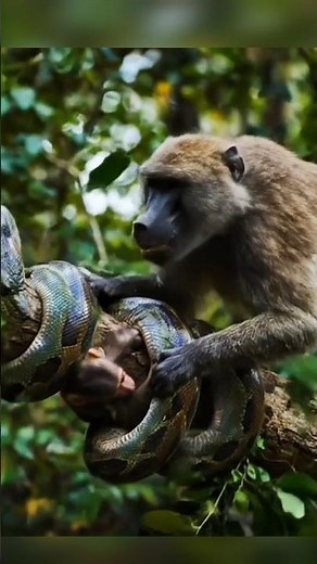 Baboon vs Python | Epic Rescue in the Wild #shorts #wildlife
