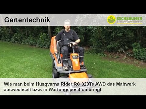How to replace or put the mower deck into service position on the Husqvarna Rider RC 320Ts AWD