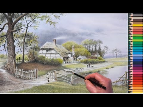 Coloured Pencil Landscape Drawing With Faber Castell Polychromos
