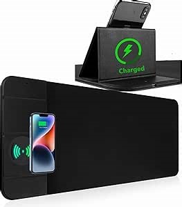 Wireless Charging Mouse Pad with Phone Holder Gaming Mousepad Desk Mat 15W Qi Fast Charging Pad Ultra-Smooth Surface Non-Slip Extended Premium Black Computer Keyboard Mat for MacBook PC Laptop