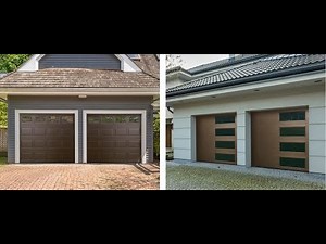 Haas English Oak garage doors with windows