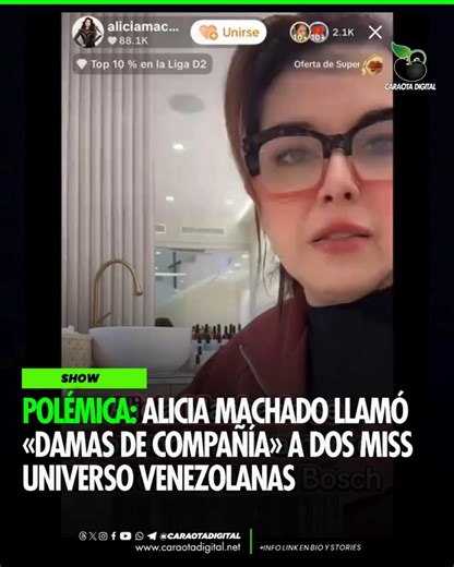 Caraota Digital on Instagram: "La Miss Universo venezolana Alicia Machado llamó «damas de compañía» a las también ganadoras del certamen Dayana Mendoza y Stefanía Fernández y defendió a Fátima Bosch de todas las críticas que está sufriendo actualmente ante las acusaciones de fraude en el concurso. «Gracias a Dios mi niña Fátima es de esta nueva generación, como mi hija, que yo la veo y me habla a veces con una fortaleza en el alma que ya lo traen en el ADN», dijo Machado durante una transmisión