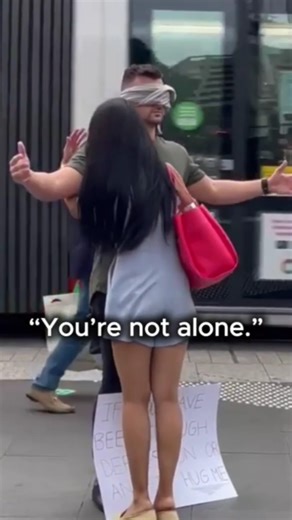Blindfolded Free Hugs… But This One Broke Me 💔