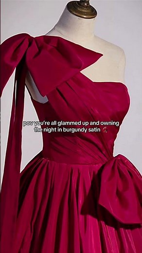 One Shoulder Burgundy Long Evening Dress With Bow ❤️ #promdress #ballgown #eveninggown #fypシ #shorts