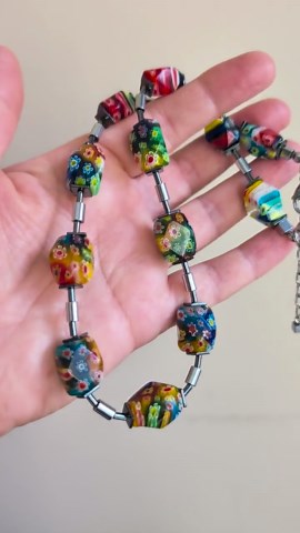Millefiori Glass Beaded Necklace, Colorful Floral, Boho Statement Jewelry, Artisan Gift for Her - Etsy