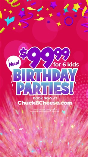 302 reactions · 33 shares | New $99 Birthday Party at Chuck E. Cheese!  Six kids get 2 hours of All You Can Play games, E-Tickets, prizes & more.  | Chuck E. Cheese | Facebook
