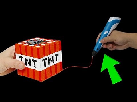 How to paint a Minecraft TNT block with a 3D pen - DIY 💣💥