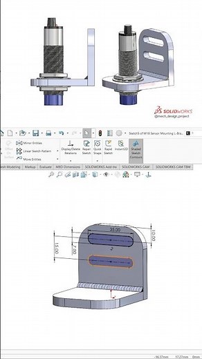 M18 Sensor mounting bracket #solidworkstutorial #mechanicaldesign #cad #machine #solidworks