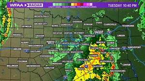 11:20pm radar update: The complex of storms well west of North Texas continues to collapse while the heaviest rain stays east of the metroplex tonight. A quiet night expected! #wfaaweather | WFAA Weather