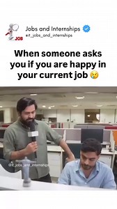 When someone asks me if I'm happy in my current job, 🙂 #funnyvideos #viralmemes #trendingsongs #corporatereels #corporatememe #worklife #boss #employee #office #9to5 #theoffice #officememe #officeculture #officereel #corporatelife #viralreels #comedy #trendingreels #funnyreels #college #engineering #trendingvideo #friday #explore #explorepage #viralvideos #officefunny #manager | Jobs and Internships