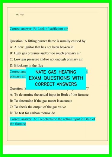 NATE GAS HEATING EXAM QUESTIONS WITH CORRECT ANSWERS video