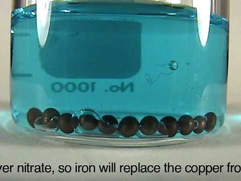 Iron Shot Dissolving in the Solution of Copper Nitrate