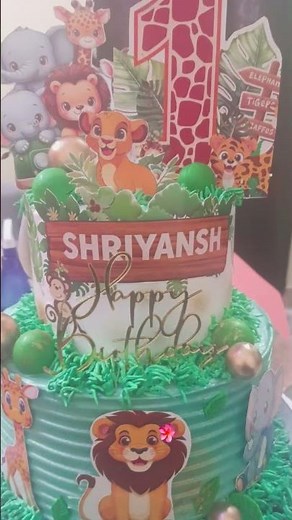 beautiful customised jungle theme cake for 1st birthday celebration 🎊🎉🎂🎈
