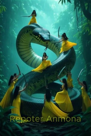 rescued girls from giant python #animals #funny #shorts