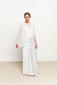 Chiffon Bolero Ivory Sheer Shawl Evening Dress Cover up Short Cape Bridal Gown Separates Wedding Capelet Sheer Bridal Topper Chiffon - Etsy