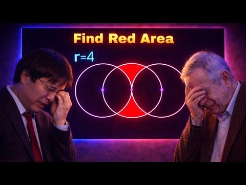Find Area of Red Shaded Region | Olympiad Geometry Problem | Terence Tao | John Forbes Nash Jr.