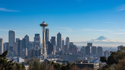 Aerial Views Around the Space Needle Seattle