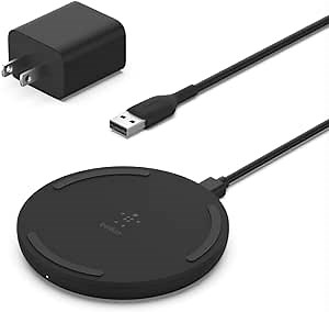 Belkin Quick Charge Wireless Charging Pad - 15W Qi-Certified for iPhone, Samsung Galaxy, Apple Airpods Pro & More - Charge While Listening to Music, Streaming Videos, & Video Calls - Black