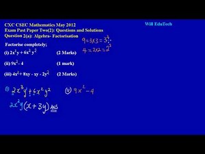 CSEC CXC Maths Past Paper 2 Question 2a May 2012 Exam Solutions (Answers)_ by Will EduTech