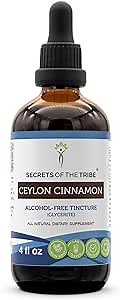 Secrets of the Tribe Ceylon Cinnamon Tincture Alcohol-Free Liquid Extract, Ceylon Cinnamon (Cinnamomum Verum) Dried Bark (4 FL OZ)