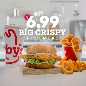 180K views · 1K reactions | Crispy Fish Sandwich, a large crispy fry or potato cakes, and a large drink. All for the crispy price of $6.99. | Arby's | Facebook