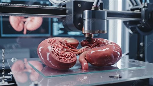 3D printing of a human kidney model for medical research and education.