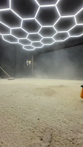 Transform your garage into something with more style 😎 Garage flooring, hexagon lights, garage doors, cabinets, painted walls and gym flooring everything you need for the perfect garage. - - - - - #hexagonlighting #garagefloor #garageflooring #flooring #garagemakeover | Garage Style Ltd