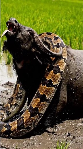 Eagle Saves Buffalo from Giant Python Attack in a Rice Field #Wildlife #NatureShorts #EagleVsPython